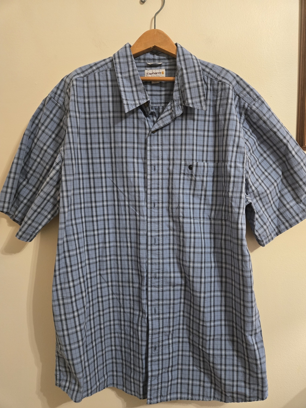 Carhartt Mens 2XLT Relaxed Fit Plaid Work Shirt Short Sleeve Button Up EUC